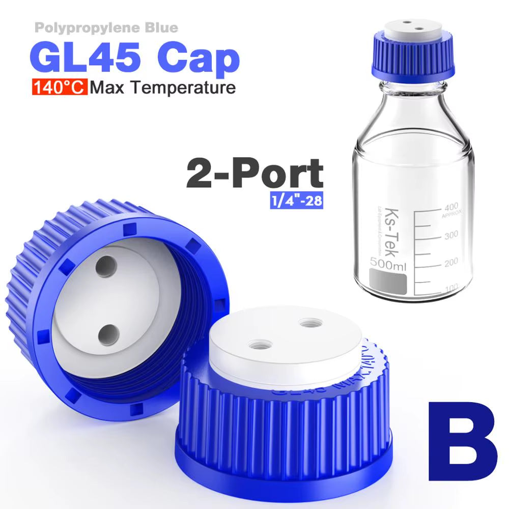 GL45 Porous Cap Spiral Cap Liquid Chromatography Waste Cap 8/1 4/1 Reagent Bottle Fluid Output Cap by