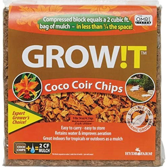 GROW!T JSCC2 Organic Coco Coir Tropical Planting Mulch Chips, 2 Cu Ft