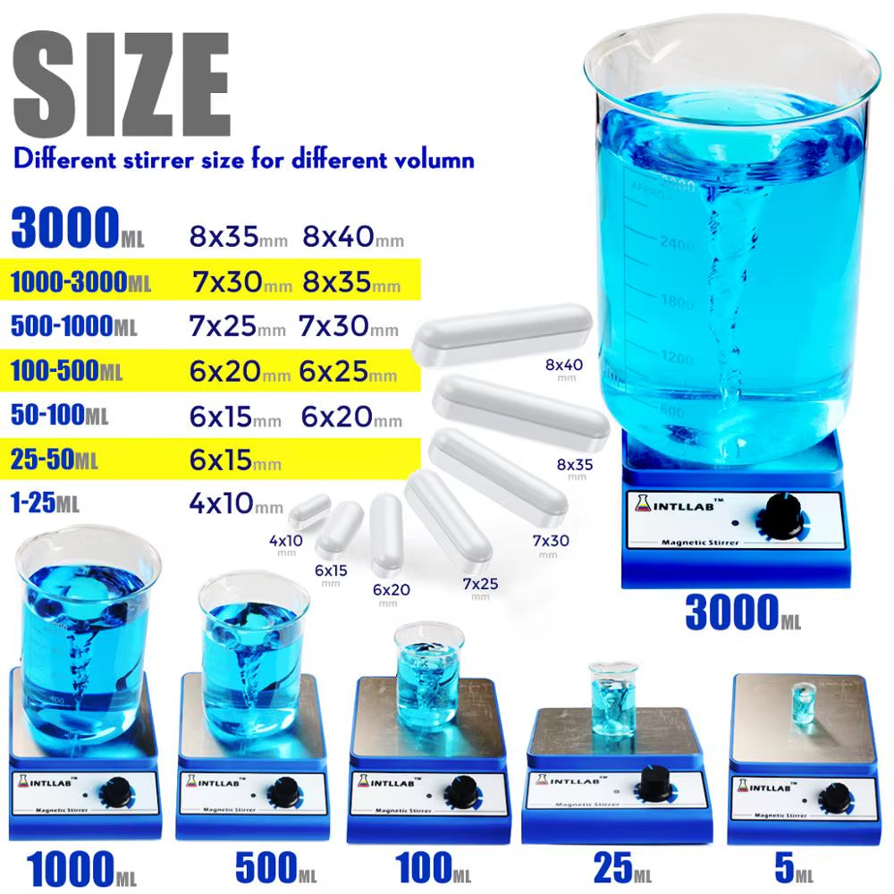 Mixed Size Stir Bar PTFE Magnetic Stirrer Mixer Stir Bars by Ks-Tek
