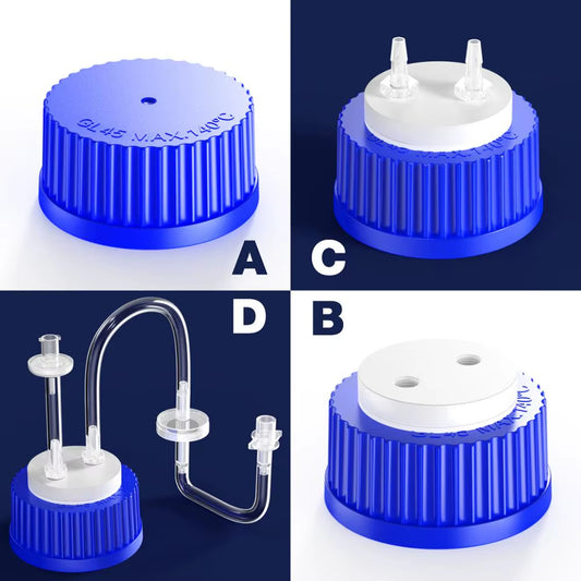 GL45 Porous Cap Spiral Cap Liquid Chromatography Waste Cap 8/1 4/1 Reagent Bottle Fluid Output Cap by