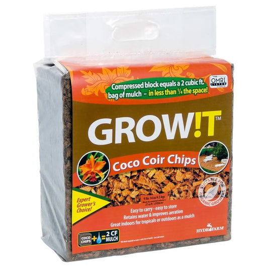GROW!T JSCC2 Organic Coco Coir Tropical Planting Mulch Chips, 2 Cu Ft