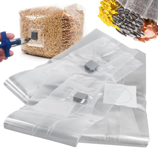 PP 6 Mil Sterilized Hydrated Grain Bag W/Self-Healing Injection Port 0.2Μm Filter Patch Autoclaving Substrate Mushroom Spawn Bag