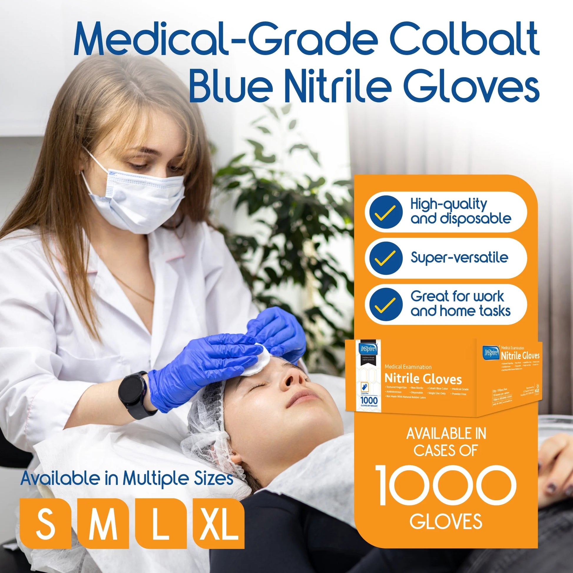 Nitrile Gloves Disposable Latex Free, Quality Stretch, Medical Grade, Medium, Case of 1000