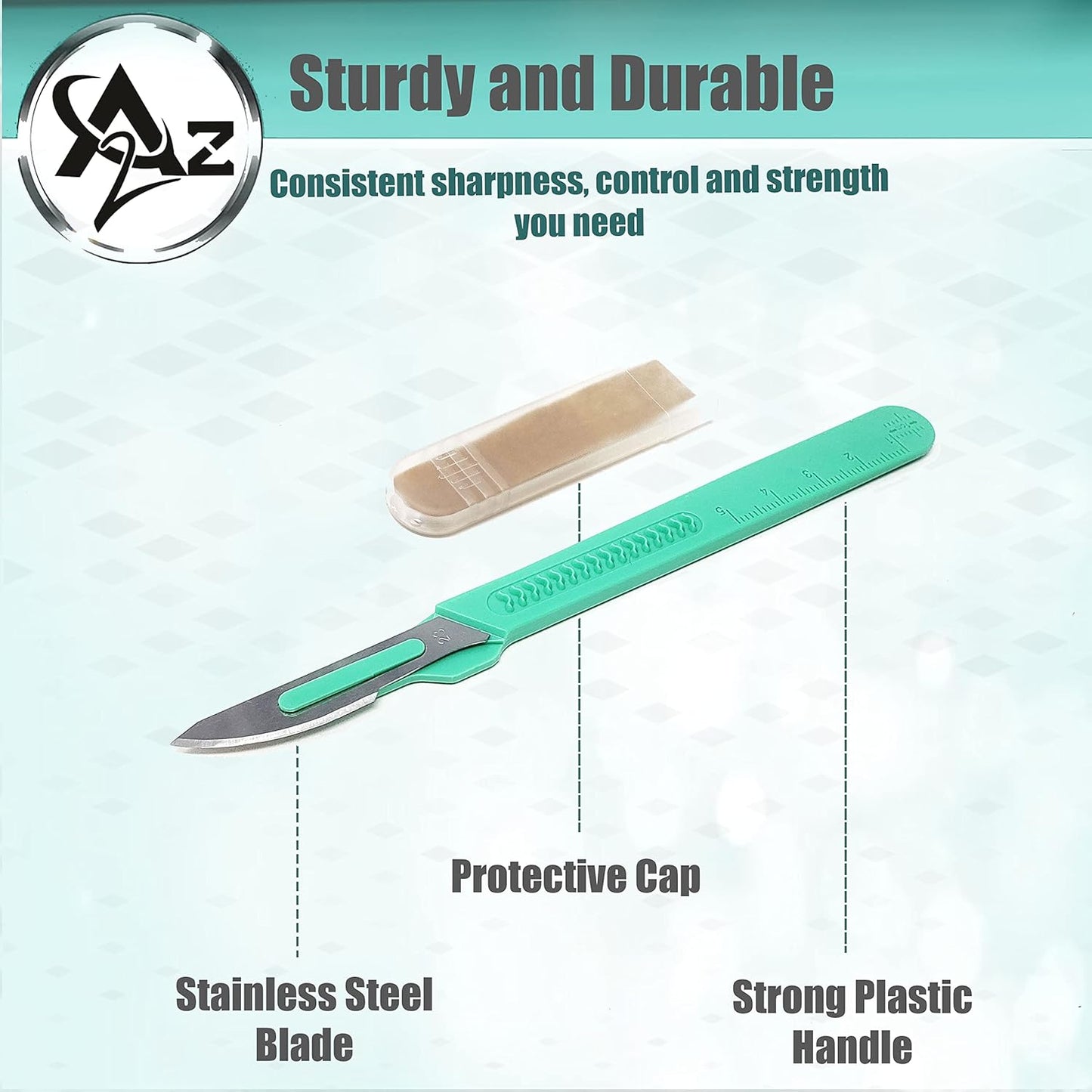 Disposable Sterile Razor Scalpel #23, Podiatry & Dermaplaning Tool, Precision Carbon-Steel Blades with Plastic Handle - Individual Pouches - Exfoliation, Dead Skin/Callus Removing & More - Box of 10