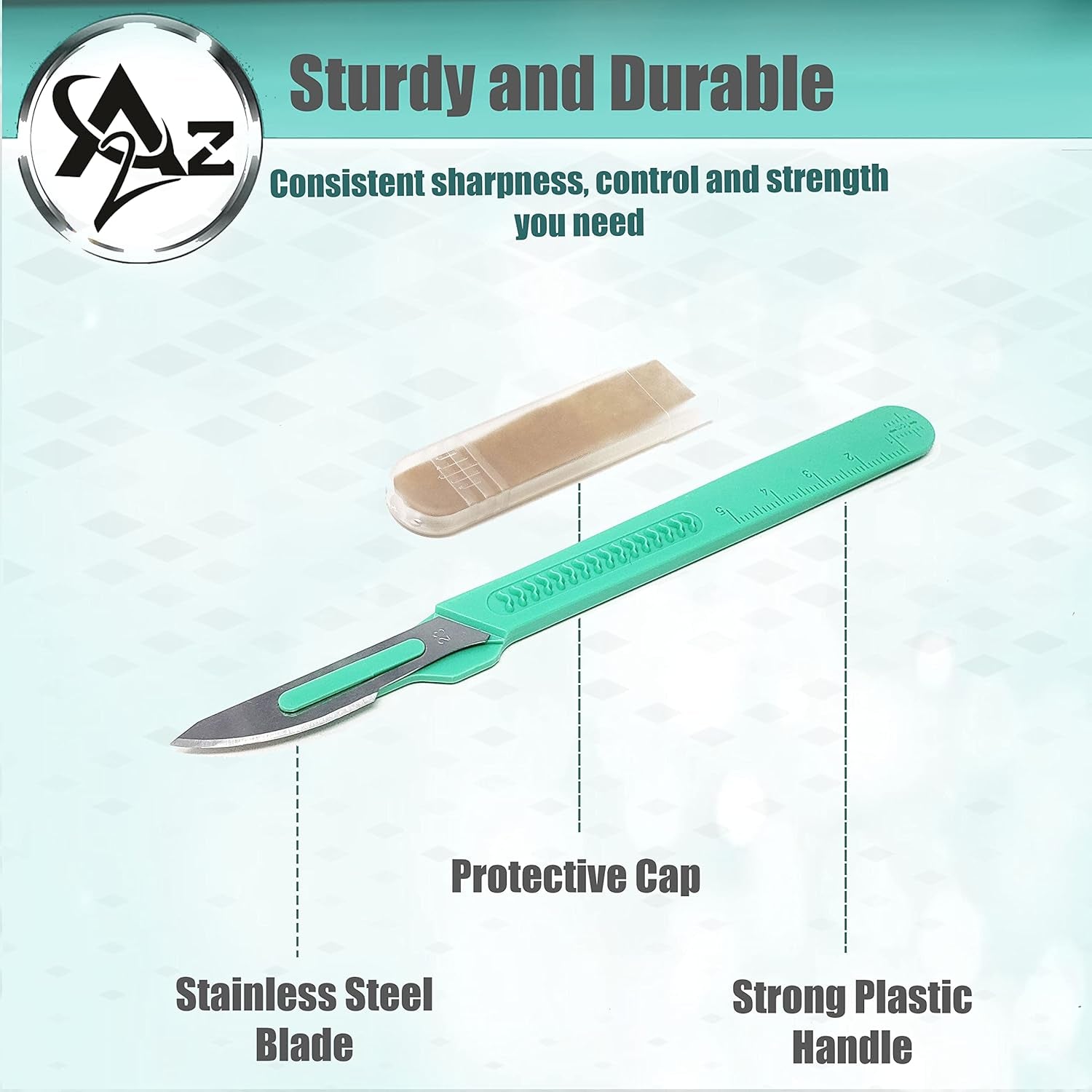 Disposable Sterile Razor Scalpel #23, Podiatry & Dermaplaning Tool, Precision Carbon-Steel Blades with Plastic Handle - Individual Pouches - Exfoliation, Dead Skin/Callus Removing & More - Box of 10